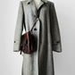 1970s Grey Wool Tweed Belted Overcoat - Sz. S/M