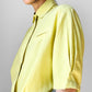 1980s West Germany Pale Chartreuse Short Sleeve Collared Blouse  - Sz. M