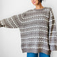 1980s Taupe Grey Wool Patterned Pullover Knit Sweater - O/S