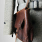 1930s - 1940s Well Worn Dark Brown Textured Monogrammed Leather Satchel Bag