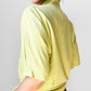 1980s West Germany Pale Chartreuse Short Sleeve Collared Blouse  - Sz. M