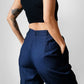 1980s Dark Navy Blue Pleated High-Waisted Tapered Leg Trousers - Waist 26.5 - 27