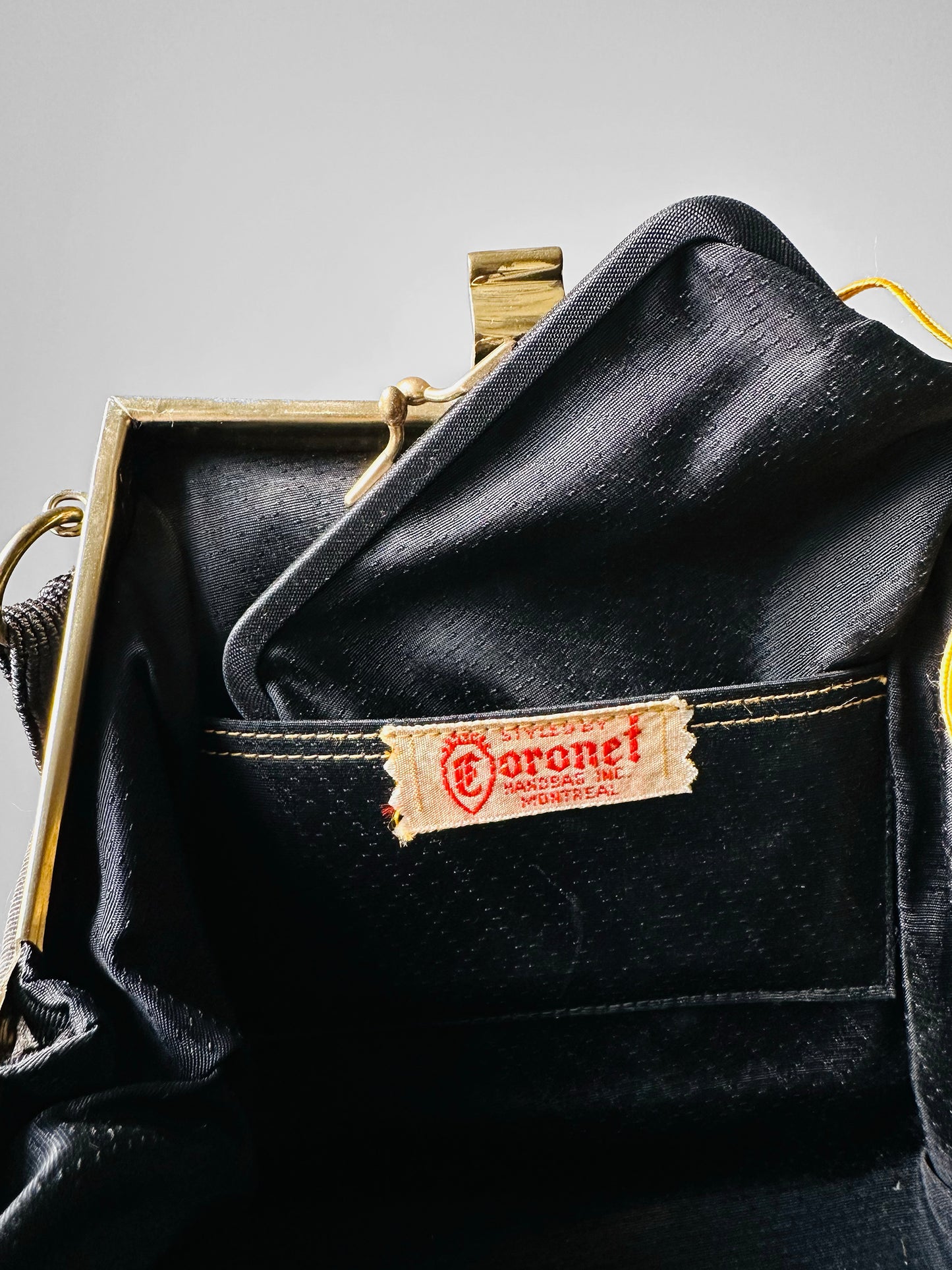 1940s - 1950s Black and Gold Cordé Purse