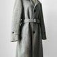 1970s Grey Wool Tweed Belted Overcoat - Sz. S/M