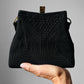 1940s - 1950s Black and Gold Cordé Purse