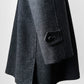 1950s-1960s Noveline Charcoal Grey Plaid Interior Faux Fur Collar Coat - Sz. L/XL