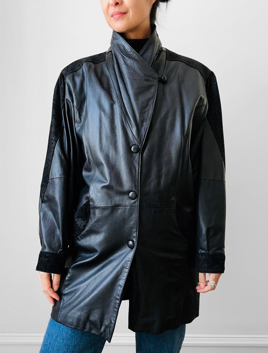 1980s Black Buttery Soft Leather Jacket - Sz. S/M