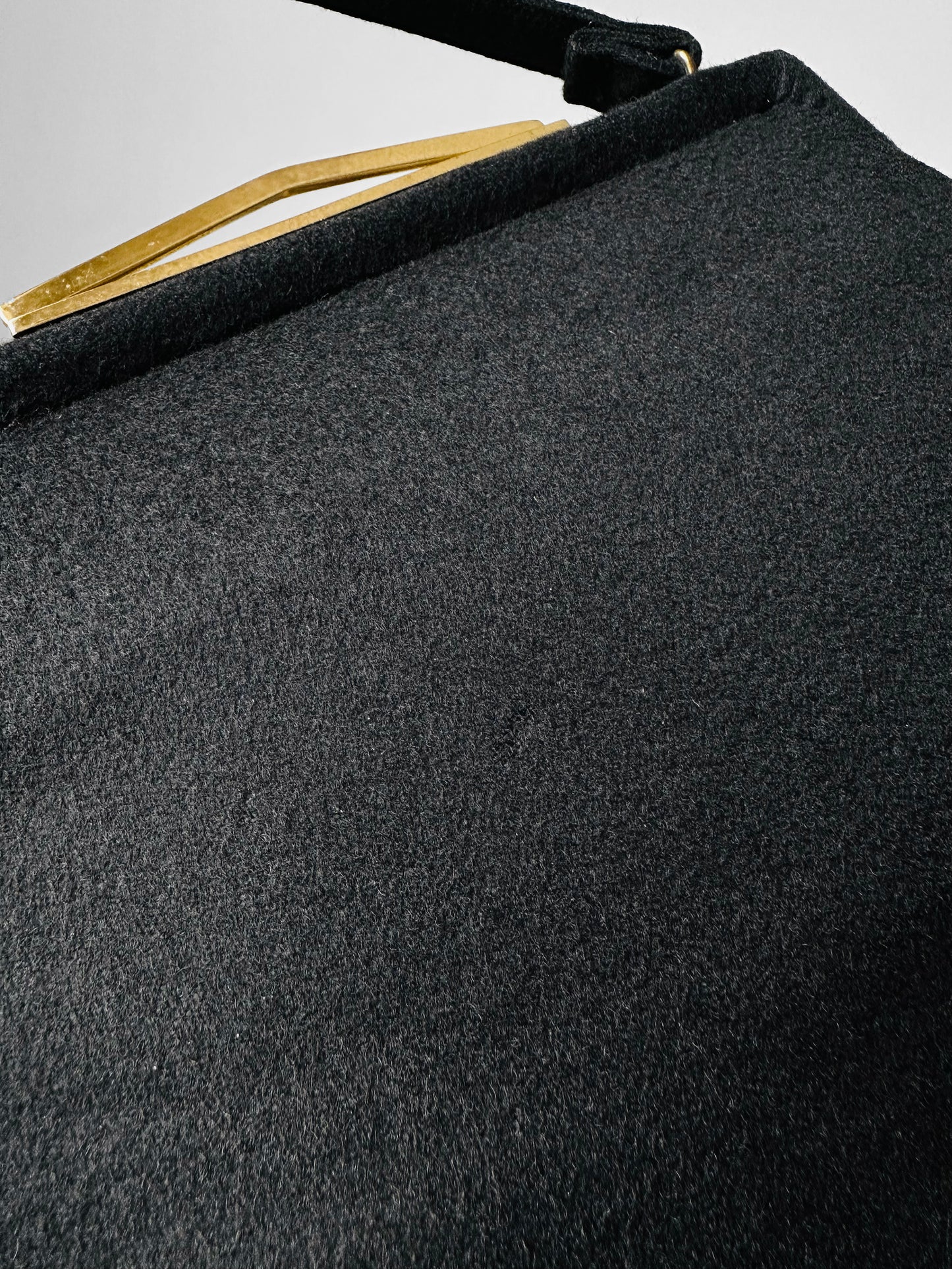 1950s Large Black Wool Felt Top Handle Handbag