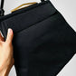 1950s Large Black Wool Felt Top Handle Handbag