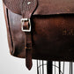 1930s - 1940s Well Worn Dark Brown Textured Monogrammed Leather Satchel Bag