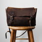 1930s - 1940s Well Worn Dark Brown Textured Monogrammed Leather Satchel Bag