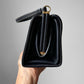 1960s Navy Leather Top Handle Handbag
