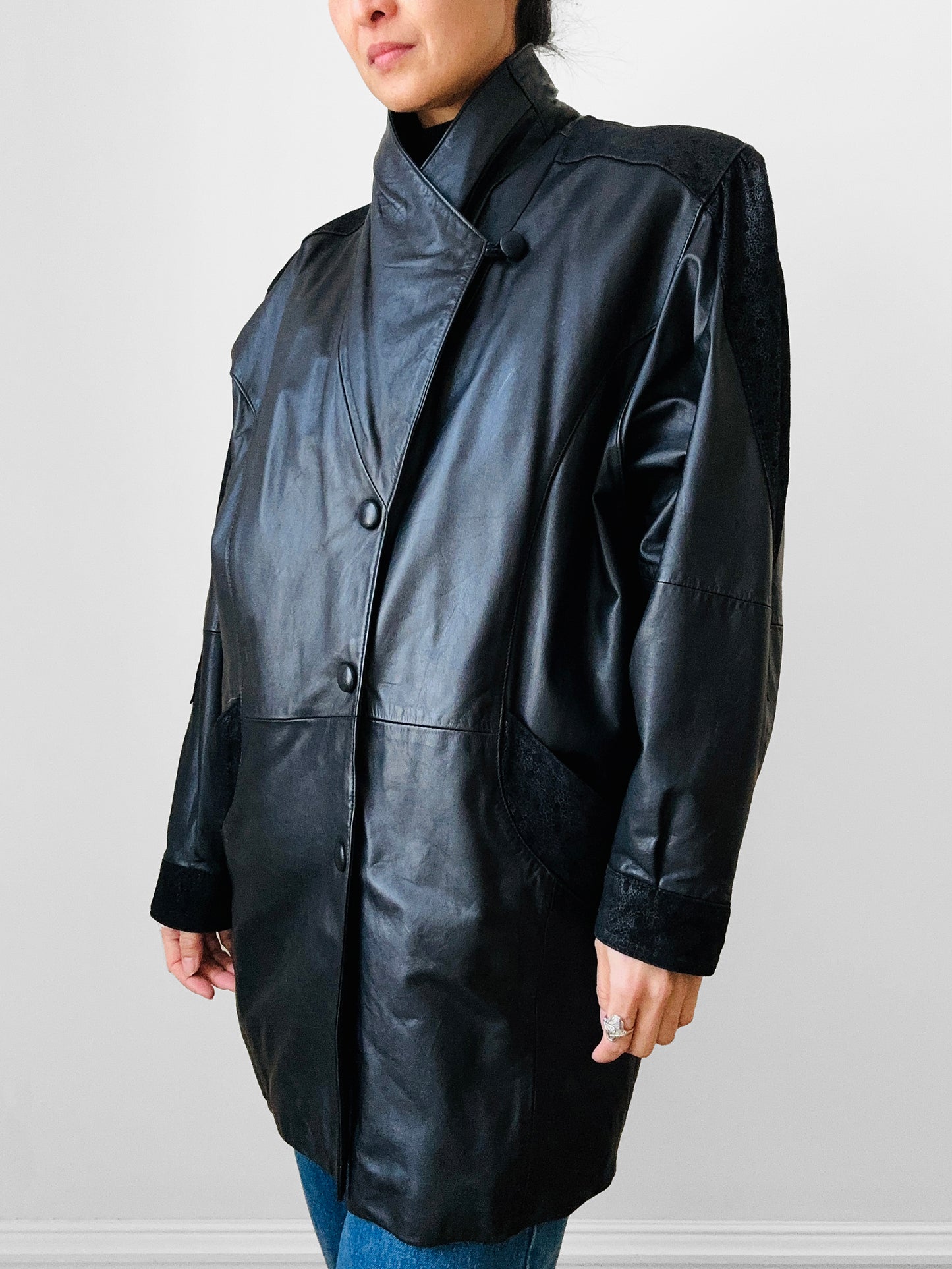 1980s Black Buttery Soft Leather Jacket - Sz. S/M