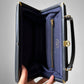1960s Navy Leather Top Handle Handbag