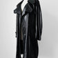 1980s Buttery Soft Long Black Leather Coat - Sz. Large