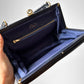 1960s Navy Leather Top Handle Handbag