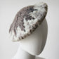 1970s Off-White Grey and Taupe Starburst Wool Knit Beret