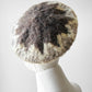 1970s Off-White Grey and Taupe Starburst Wool Knit Beret