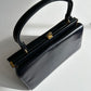 1960s Navy Leather Top Handle Handbag