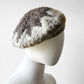 1970s Off-White Grey and Taupe Starburst Wool Knit Beret