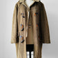 1970s Tan Corduroy Wool Faux Fur Interior Toggle Button Hooded Jacket