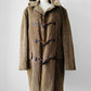 1970s Tan Corduroy Wool Faux Fur Interior Toggle Button Hooded Jacket