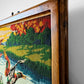 1950s Mid-Century Wood Framed Needlepoint Artwork of Ducks in Flight