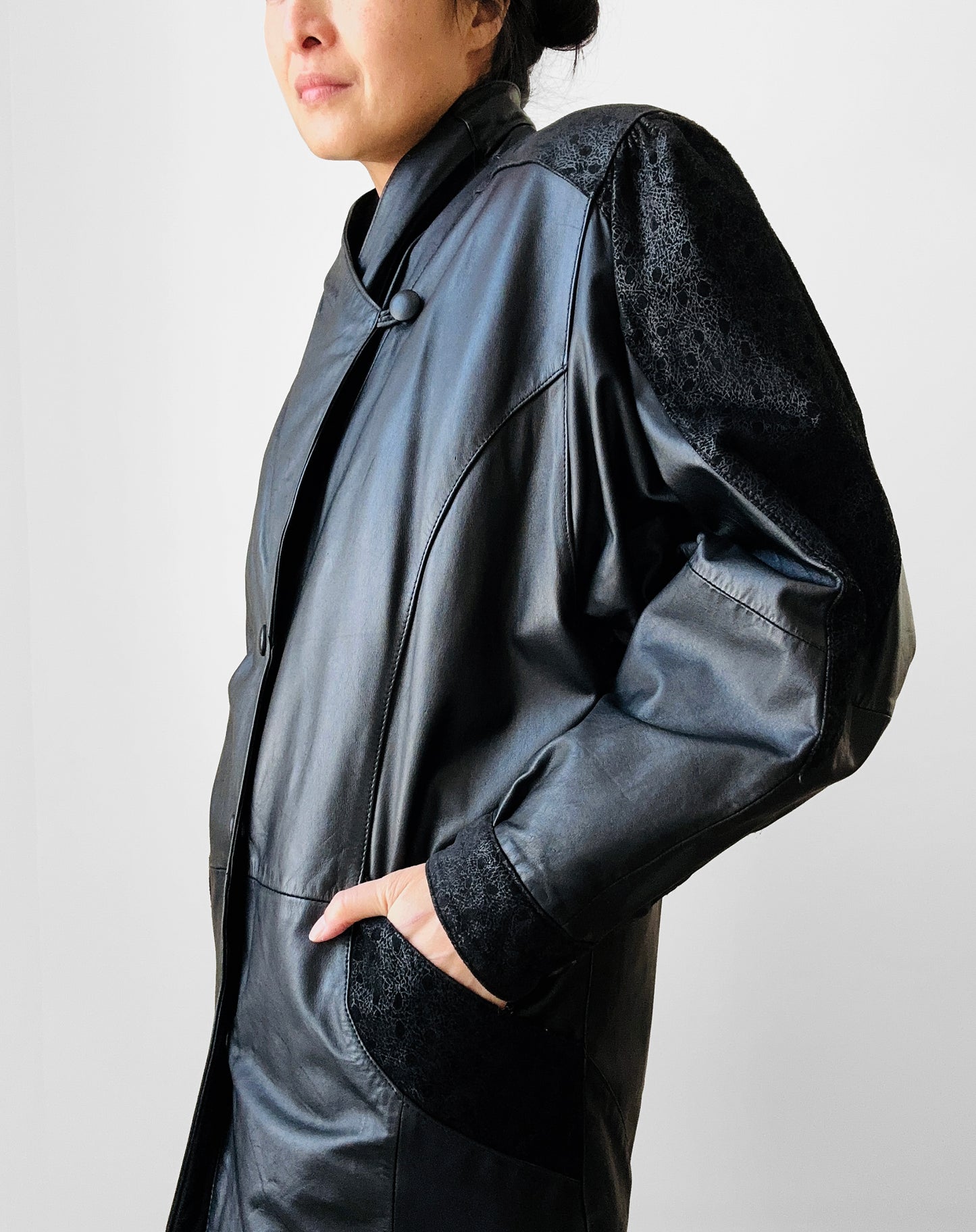 1980s Black Buttery Soft Leather Jacket - Sz. S/M