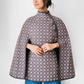 1960s - 1970s Taupe Welsh Wool Belted Patterned Tapestry Cape Jacket - Sz. S/M