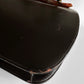 1960s Dark Brown Black Top Handle Leather Tortoise Shell Frame Bag