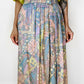 1980s Multi Tonal Pastel Patterned Skirt - Sz. L/XL