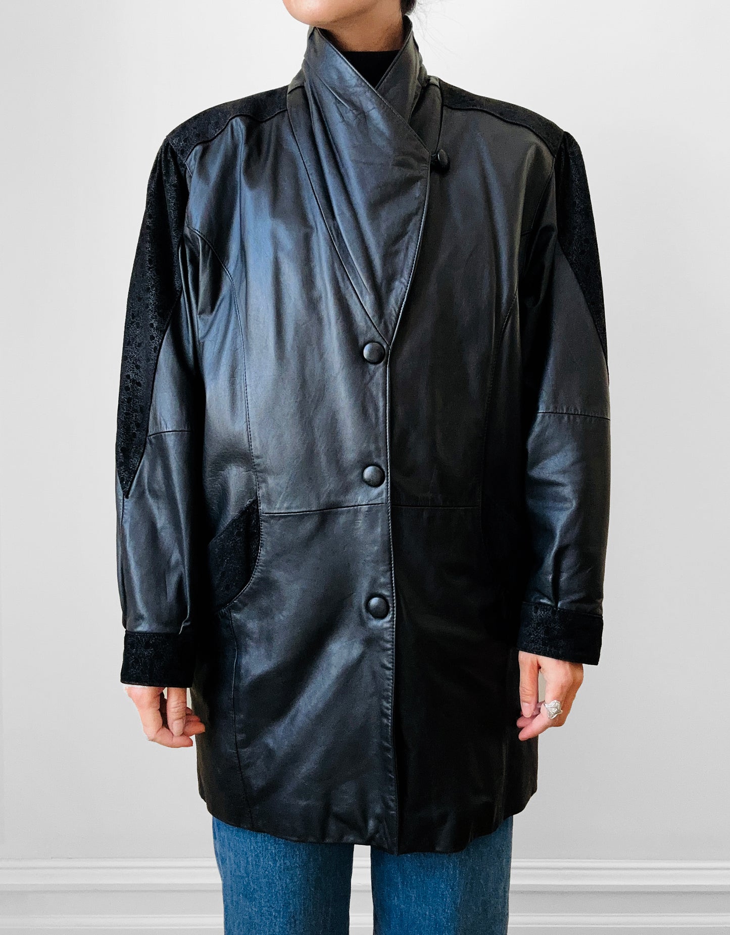 1980s Black Buttery Soft Leather Jacket - Sz. S/M
