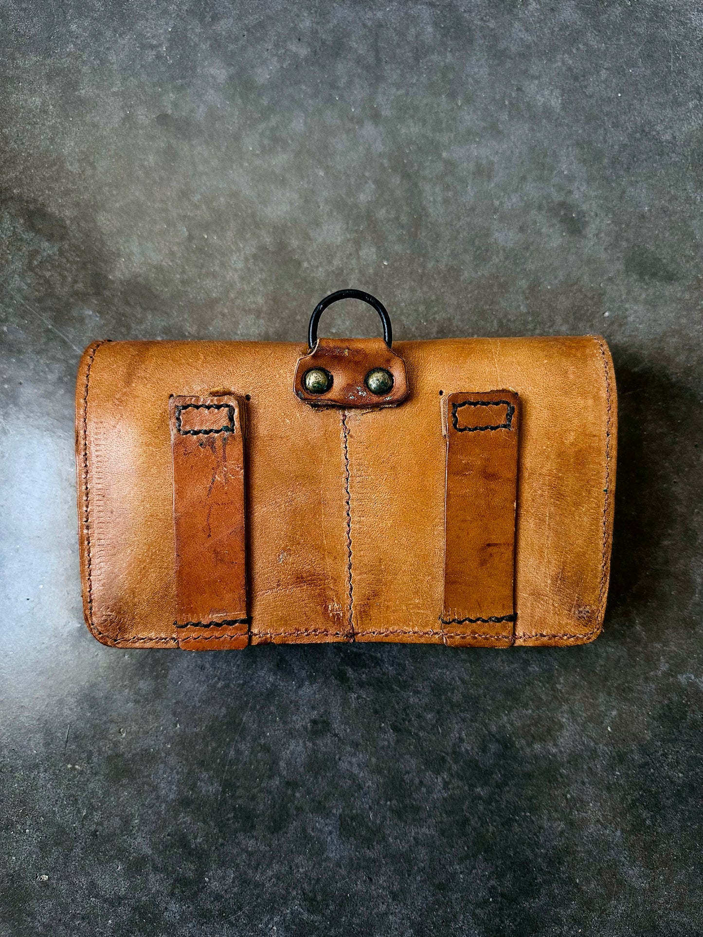 1950s Mid-Century Tan Military Double Leather Ammunition Belt Pouch