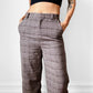 1970s Taupe and Brown Plaid Rolled Cuff Wide Leg Crop Trousers - Waist 28