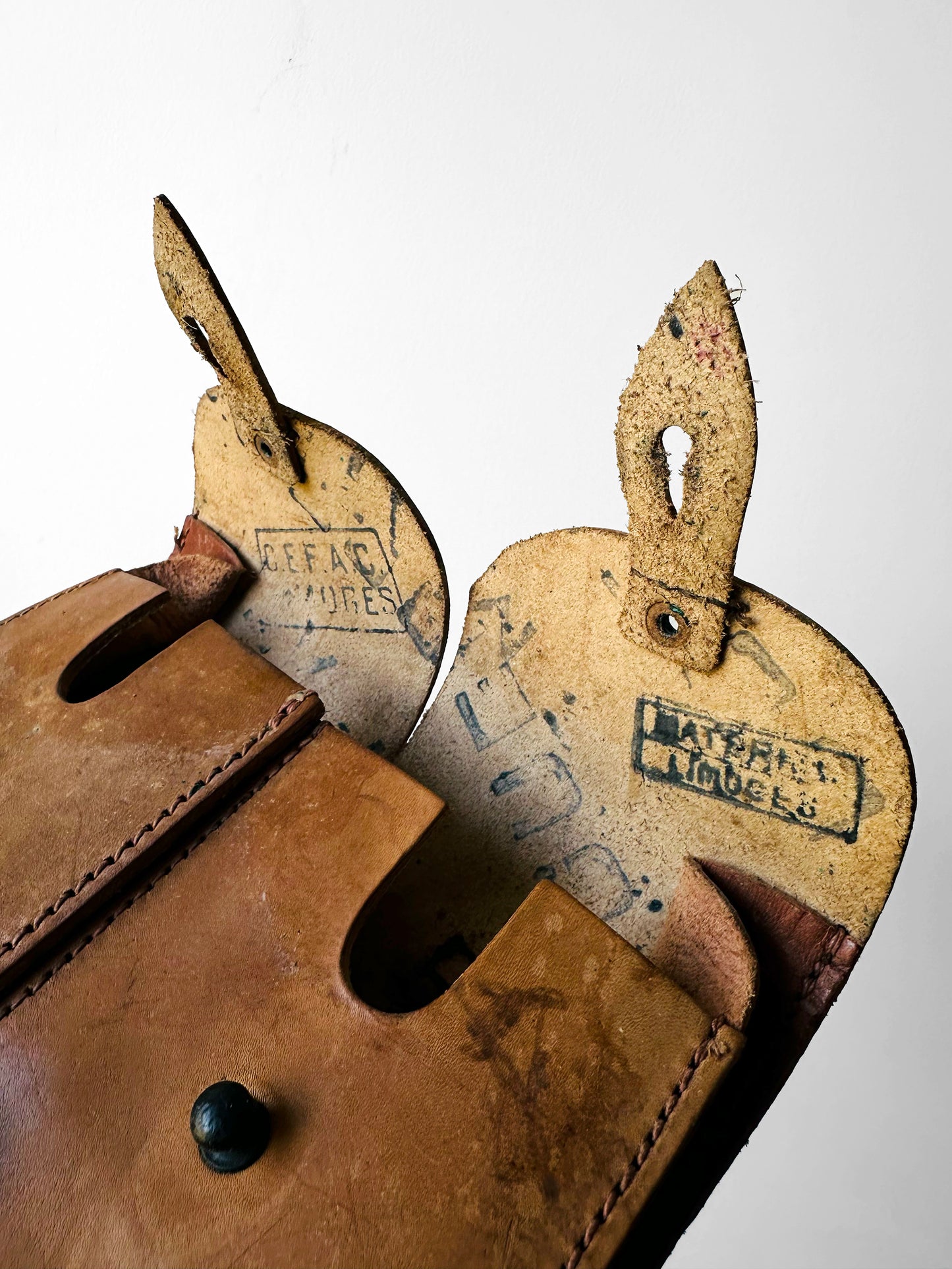 1950s Mid-Century Tan Military Double Leather Ammunition Belt Pouch