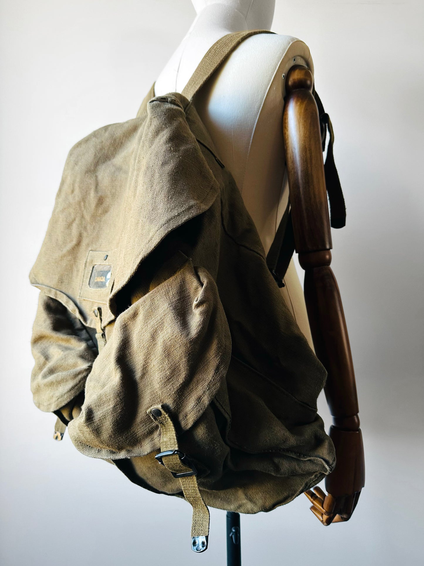 1990s Olive Green Spanish Canvas Military Rucksack Backpack