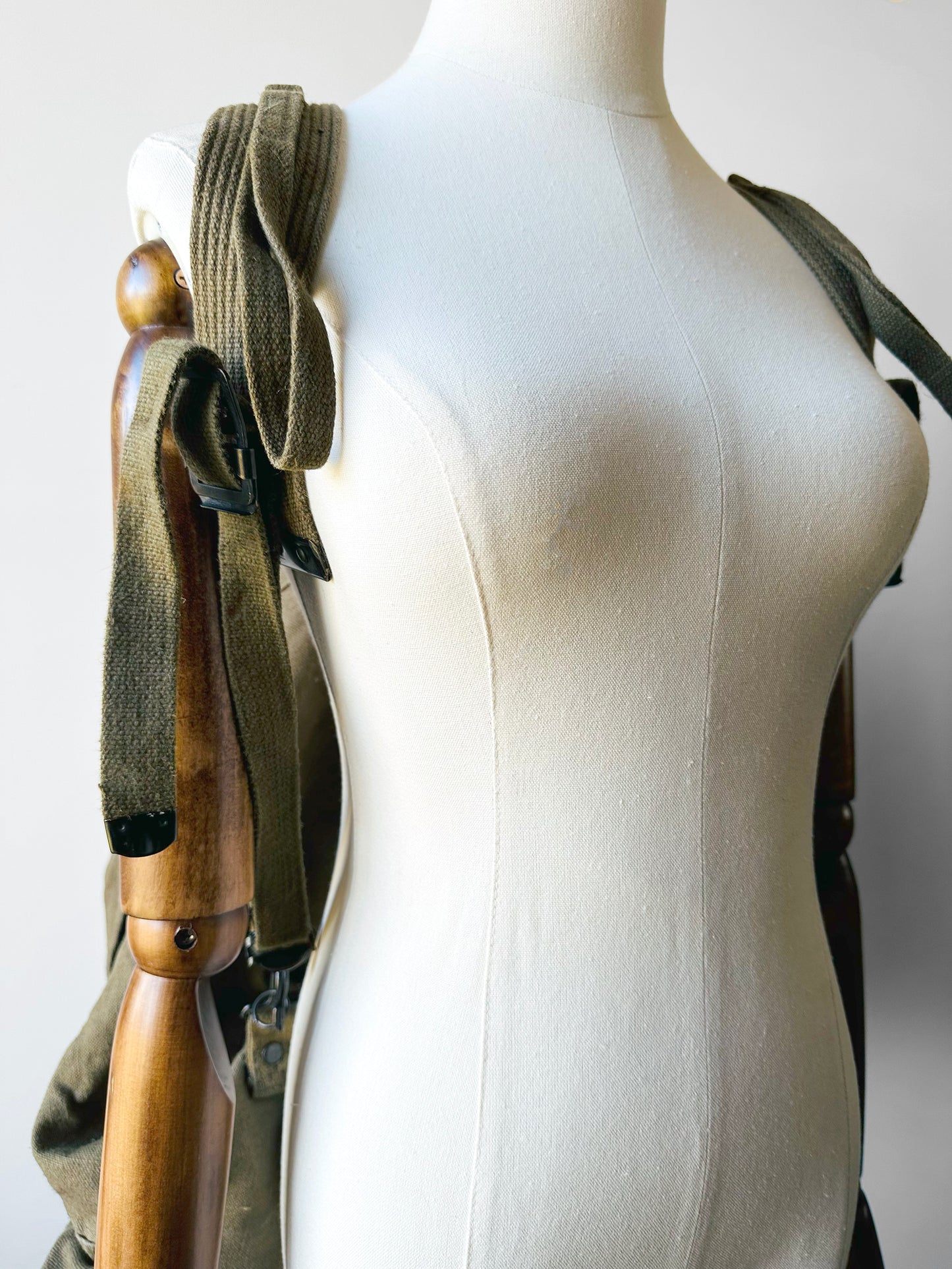 1990s Olive Green Spanish Canvas Military Rucksack Backpack