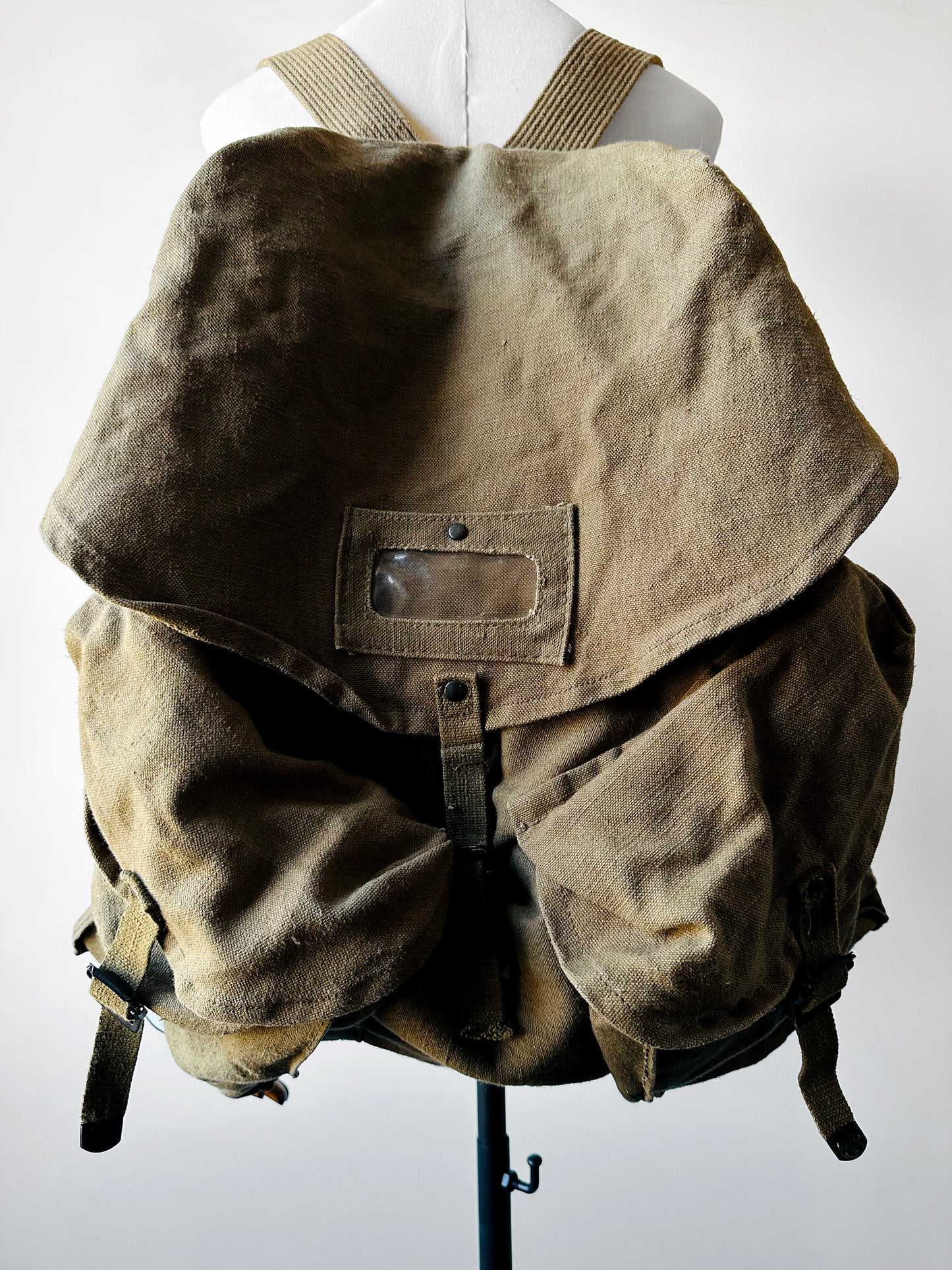 1990s Olive Green Spanish Canvas Military Rucksack Backpack