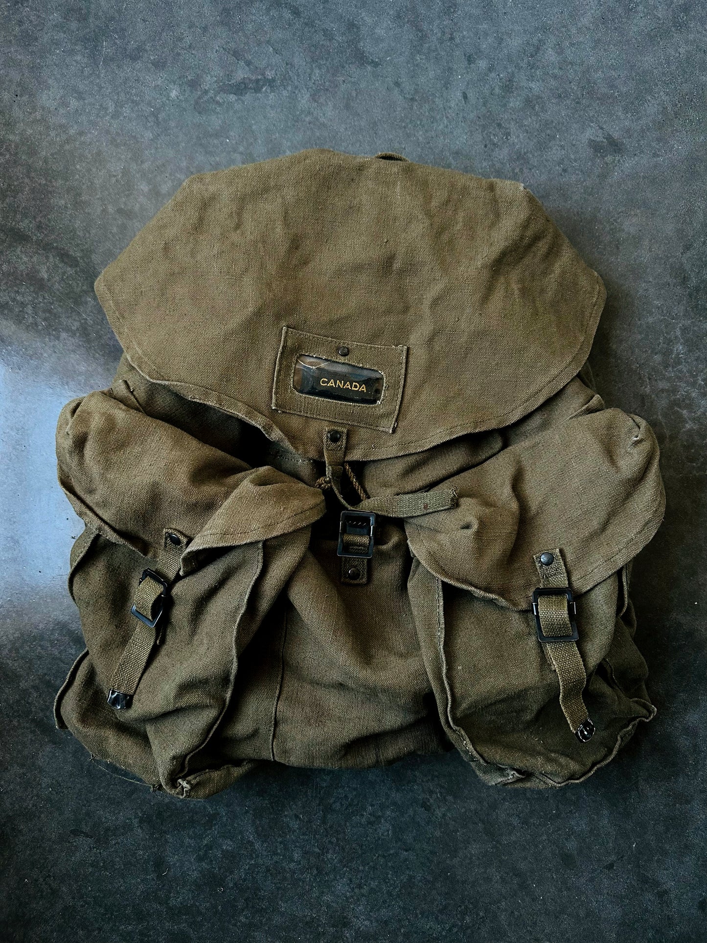 1990s Olive Green Spanish Canvas Military Rucksack Backpack