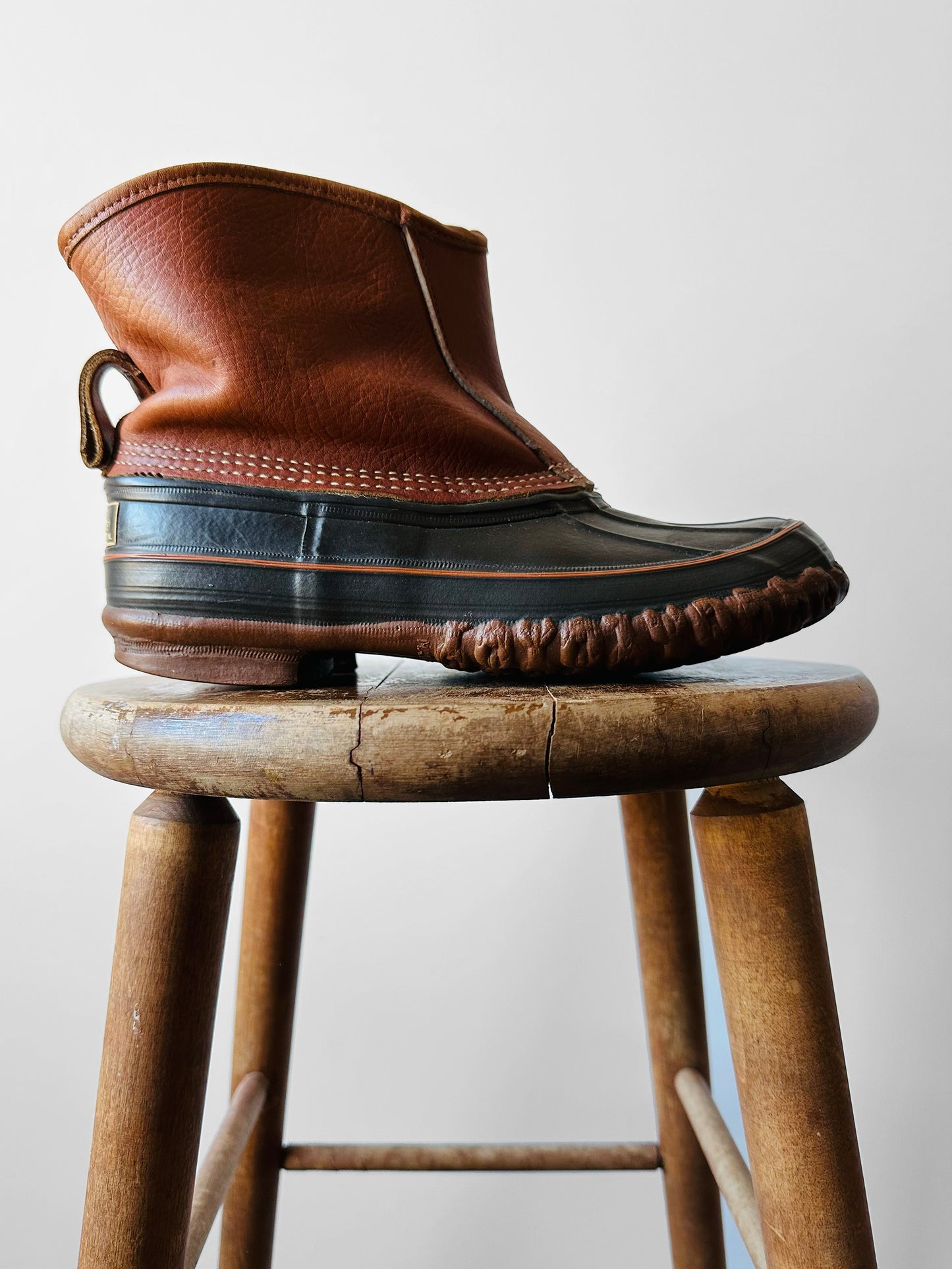 1950s Mid-Century L.L. Bean Leather and Rubber Shearling Lined Boots