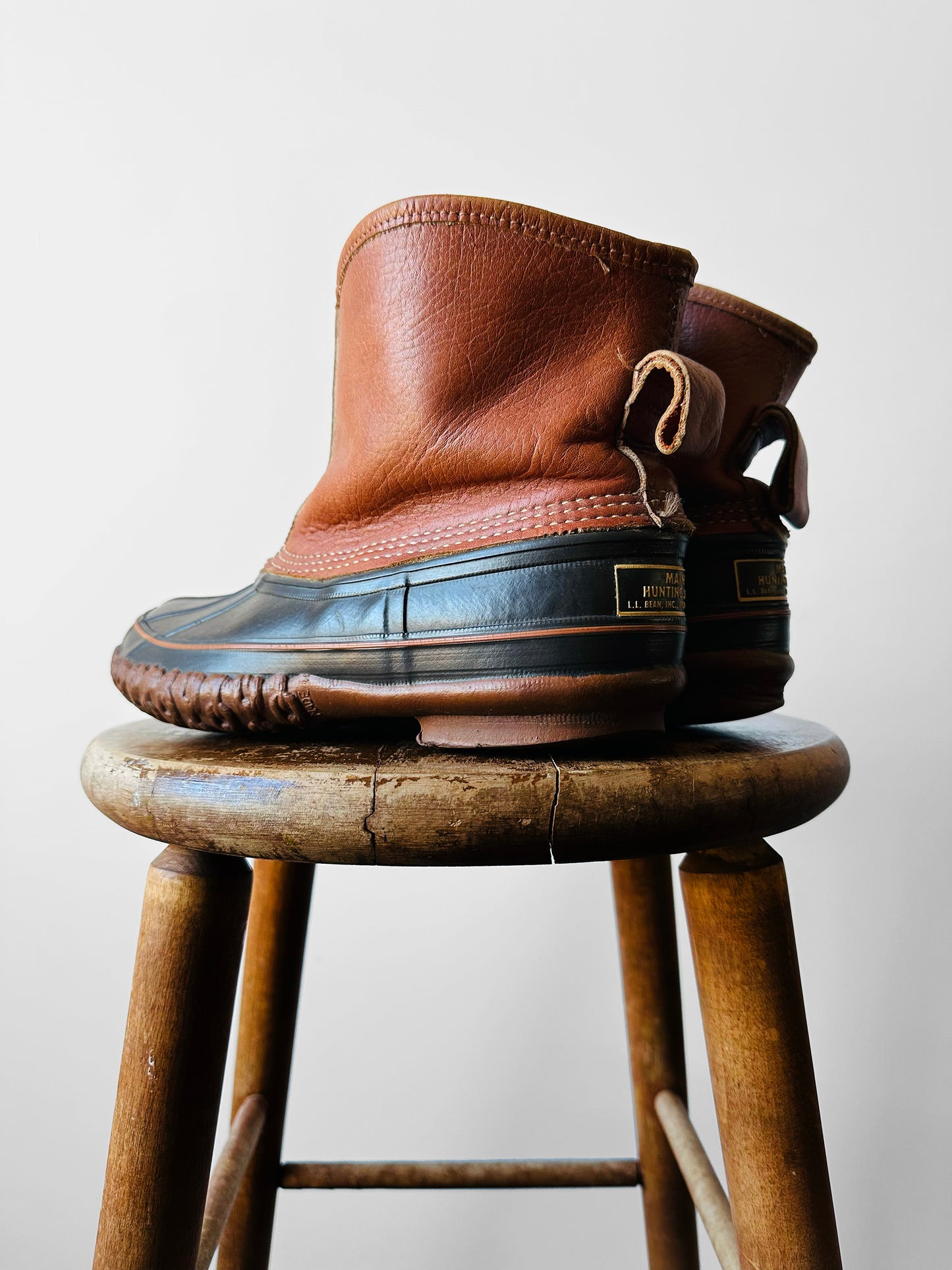 1950s Mid-Century L.L. Bean Leather and Rubber Shearling Lined Boots