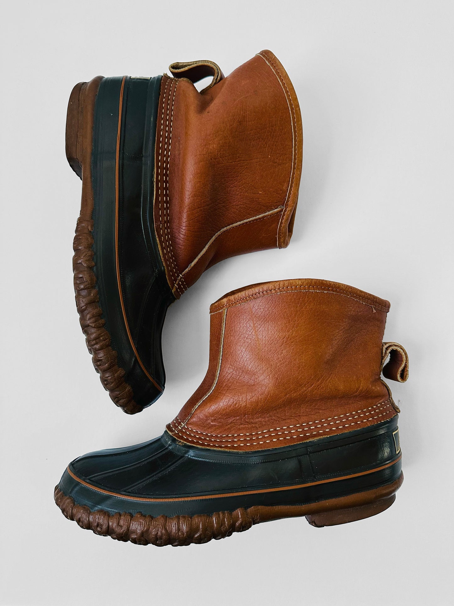 1950s Mid-Century L.L. Bean Leather and Rubber Shearling Lined Boots