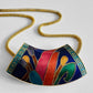 1980s Jewel-Toned Enamel Gold-Toned Statement Necklace