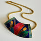 1980s Jewel-Toned Enamel Gold-Toned Statement Necklace