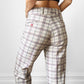 1970s Off-White Plaid Mid-Rise Flare Leg Trousers - Waist 34.5