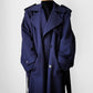 1980s Dark Eggplant Belted Double-Breasted Wool Trench Coat - Sz. S/M/L