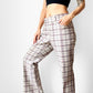 1970s Off-White Plaid Mid-Rise Flare Leg Trousers - Waist 34.5