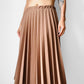 1970s Tan Elastic Waist Pleated Skirt - Sz. M/L
