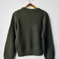1980s French Military-Style Ribbed Wool Blended V-neck Sweater - Sz. Small