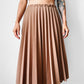 1970s Tan Elastic Waist Pleated Skirt - Sz. M/L